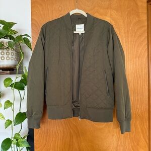 Olive Quilted Bomber Jacket, Thread & Supply, size small